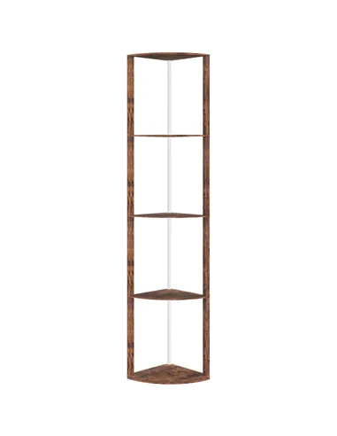 HOMCOM RGB Standing Lamp with Shelves, 4-Tier LED Floor Lamp with Multiple Lighting Modes, Rustic Brown