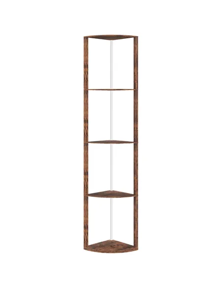 HOMCOM RGB Standing Lamp with Shelves, 4-Tier LED Floor Lamp with Multiple Lighting Modes, Rustic Brown