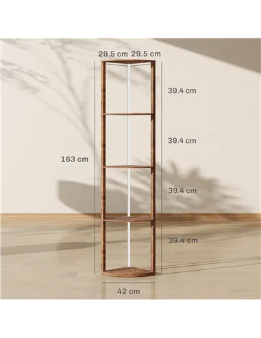 HOMCOM RGB Standing Lamp with Shelves, 4-Tier LED Floor Lamp with Multiple Lighting Modes, Rustic Brown