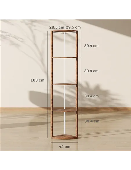 HOMCOM RGB Standing Lamp with Shelves, 4-Tier LED Floor Lamp with Multiple Lighting Modes, Rustic Brown