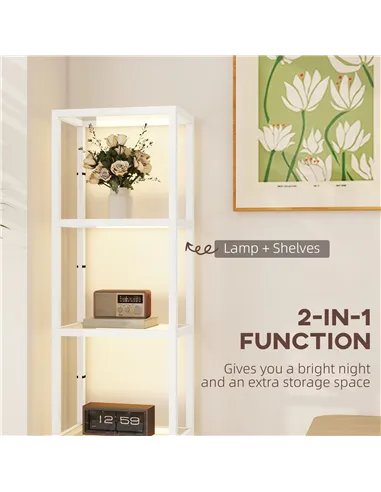 HOMCOM Four-Shelf Floor Lamp - White