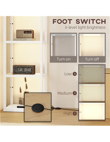 HOMCOM Four-Shelf Floor Lamp - White