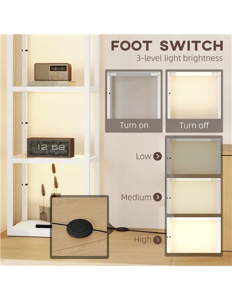 HOMCOM Four-Shelf Floor Lamp - White