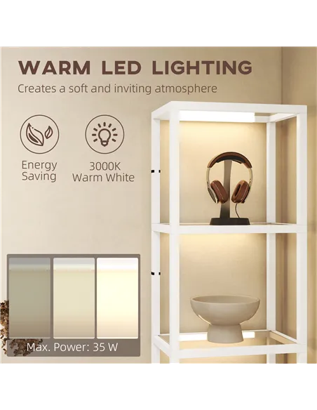 HOMCOM Four-Shelf Floor Lamp - White