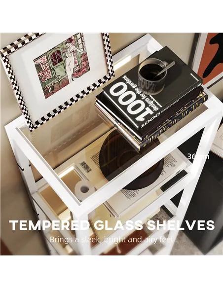 HOMCOM Four-Shelf Floor Lamp - White