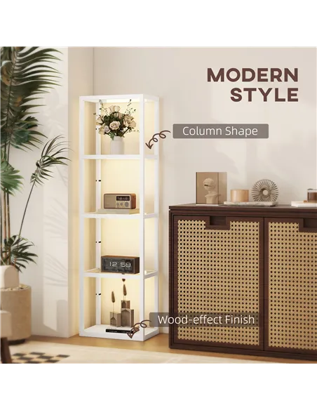 HOMCOM Four-Shelf Floor Lamp - White