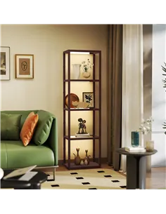 HOMCOM Four-Shelf Floor Lamp - Dark Brown 2