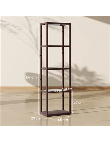 HOMCOM Four-Shelf Floor Lamp - Dark Brown