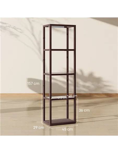 HOMCOM Four-Shelf Floor Lamp - Dark Brown