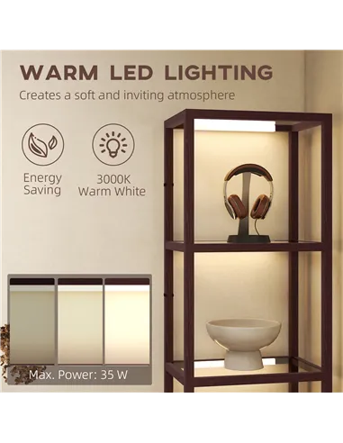 HOMCOM Four-Shelf Floor Lamp - Dark Brown