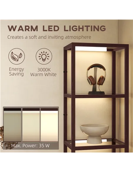 HOMCOM Four-Shelf Floor Lamp - Dark Brown