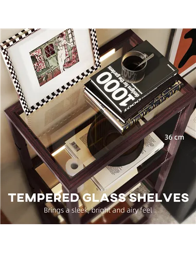 HOMCOM Four-Shelf Floor Lamp - Dark Brown