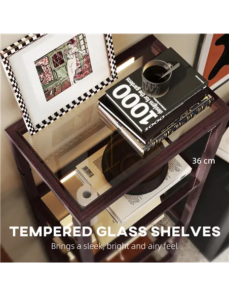 HOMCOM Four-Shelf Floor Lamp - Dark Brown