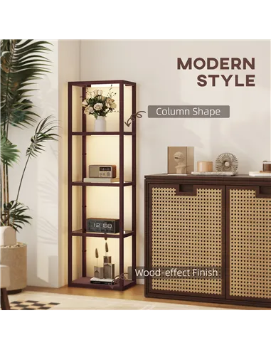 HOMCOM Four-Shelf Floor Lamp - Dark Brown