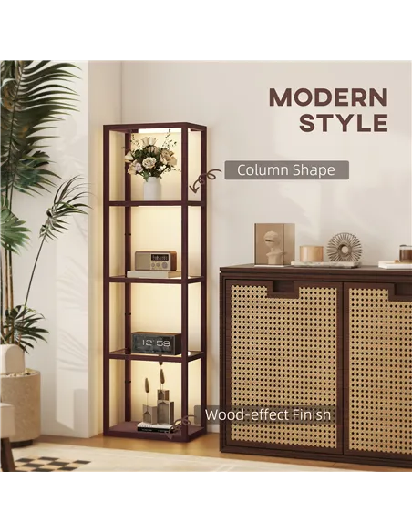 HOMCOM Four-Shelf Floor Lamp - Dark Brown