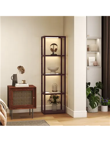 HOMCOM Four-Shelf Floor Lamp - Dark Brown