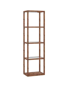 HOMCOM Four-Shelf Floor Lamp - Rustic Brown