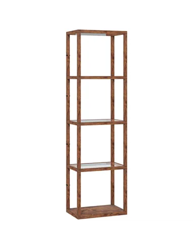 HOMCOM Four-Shelf Floor Lamp - Rustic Brown
