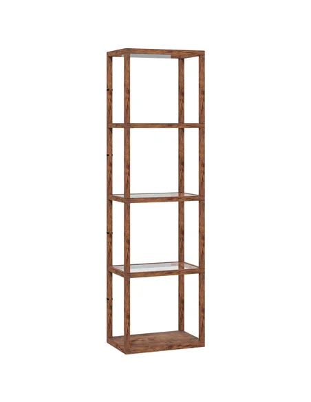 HOMCOM Four-Shelf Floor Lamp - Rustic Brown