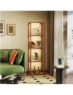 HOMCOM Four-Shelf Floor Lamp - Rustic Brown 2