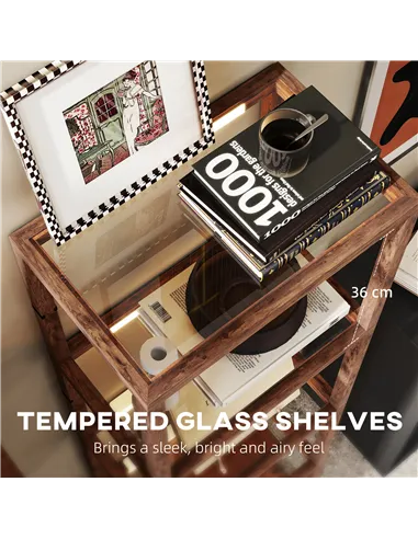 HOMCOM Four-Shelf Floor Lamp - Rustic Brown