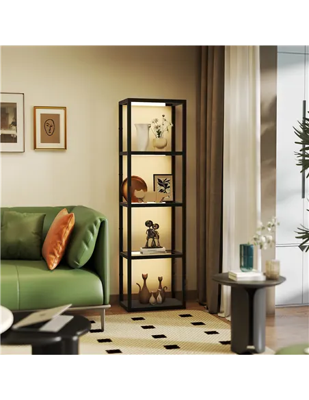 HOMCOM Four-Shelf Floor Lamp - Black