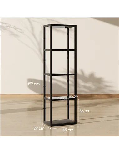 HOMCOM Four-Shelf Floor Lamp - Black