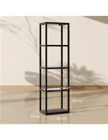 HOMCOM Four-Shelf Floor Lamp - Black