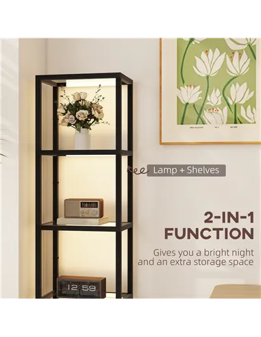 HOMCOM Four-Shelf Floor Lamp - Black