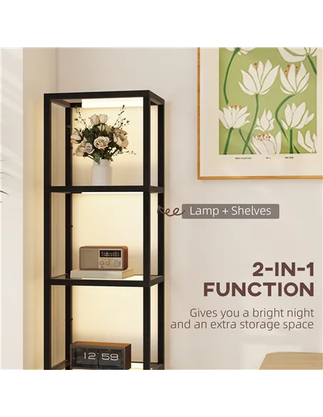 HOMCOM Four-Shelf Floor Lamp - Black