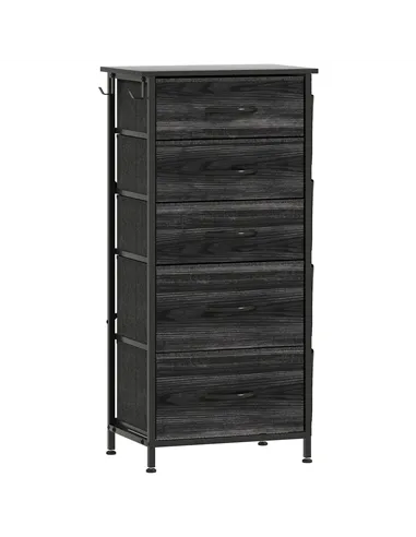 HOMCOM Chest of Five Fabric Drawers - Black