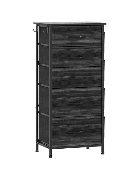 HOMCOM Chest of Five Fabric Drawers - Black