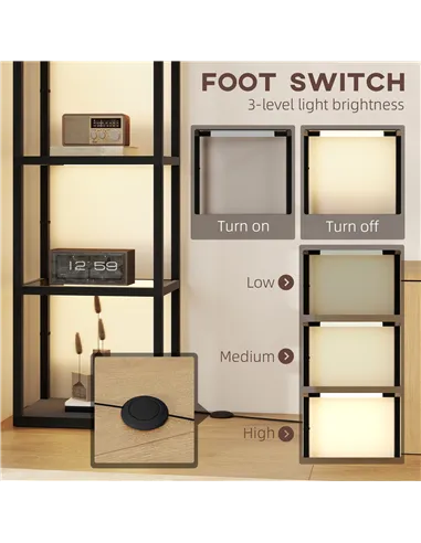 HOMCOM Four-Shelf Floor Lamp - Black