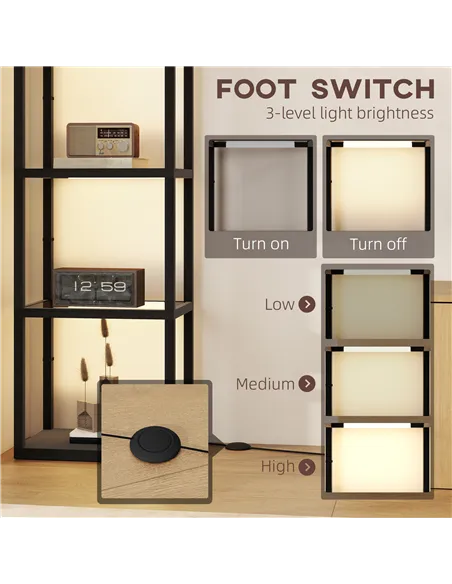 HOMCOM Four-Shelf Floor Lamp - Black