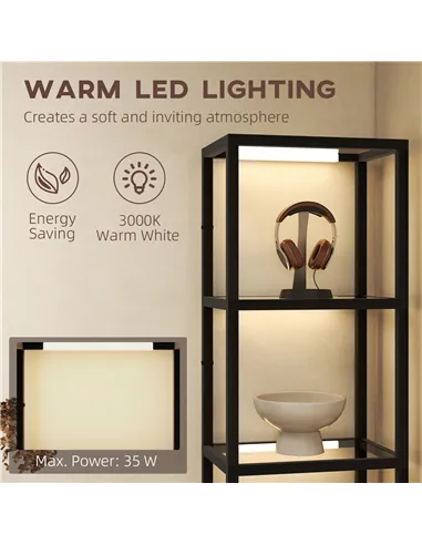 HOMCOM Four-Shelf Floor Lamp - Black