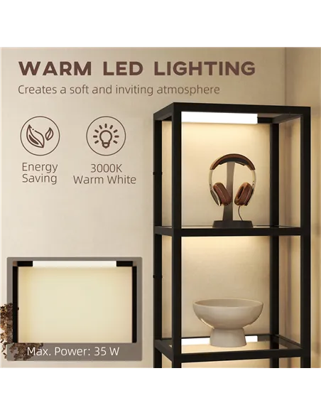 HOMCOM Four-Shelf Floor Lamp - Black