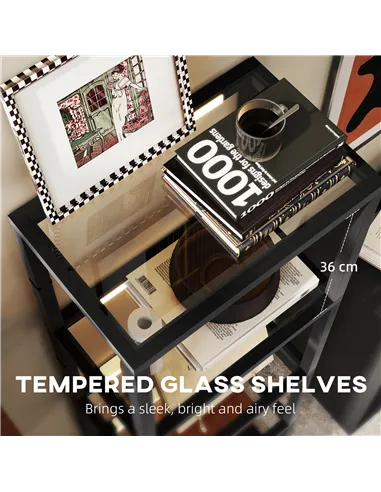 HOMCOM Four-Shelf Floor Lamp - Black