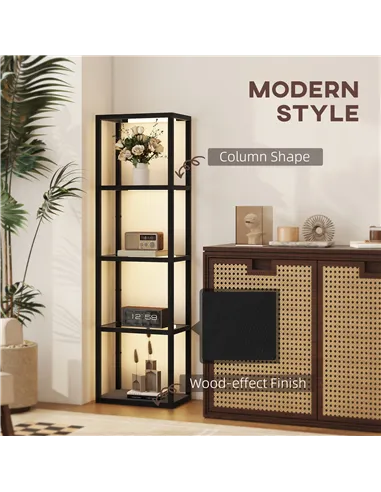 HOMCOM Four-Shelf Floor Lamp - Black