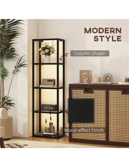 HOMCOM Four-Shelf Floor Lamp - Black