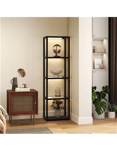 HOMCOM Four-Shelf Floor Lamp - Black