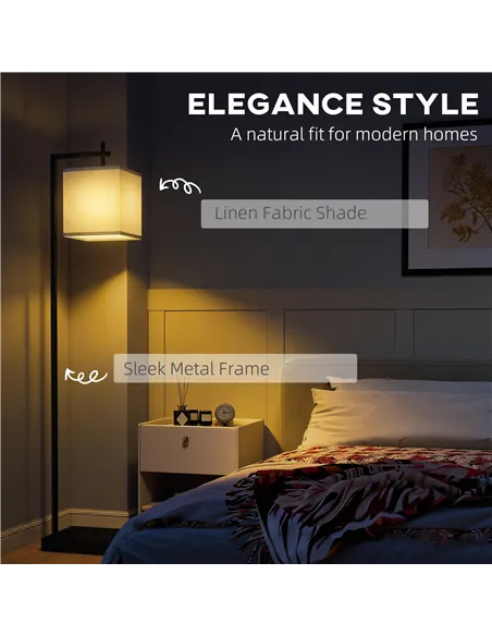 HOMCOM Floor Lamp for Living Room, 66" Modern Tall Standing Lamp with Adjustable Colour Temperatures & 10 Brightness Levels, Rem