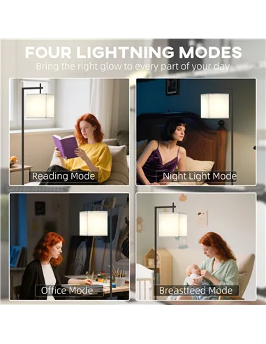 HOMCOM Floor Lamp for Living Room, 66" Modern Tall Standing Lamp with Adjustable Colour Temperatures & 10 Brightness Levels, Rem