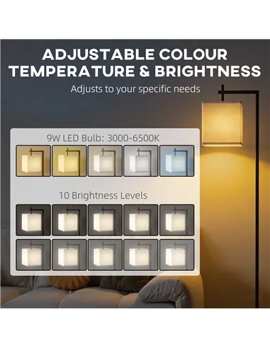 HOMCOM Floor Lamp for Living Room, 66" Modern Tall Standing Lamp with Adjustable Colour Temperatures & 10 Brightness Levels, Rem