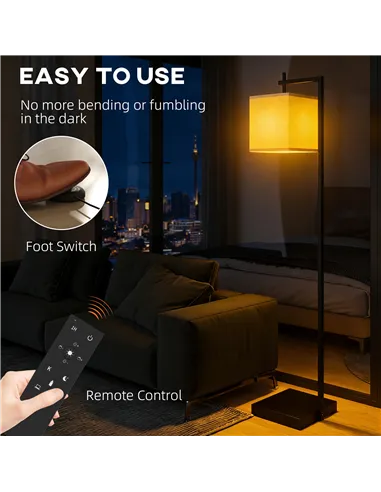 HOMCOM Floor Lamp for Living Room, 66" Modern Tall Standing Lamp with Adjustable Colour Temperatures & 10 Brightness Levels, Rem