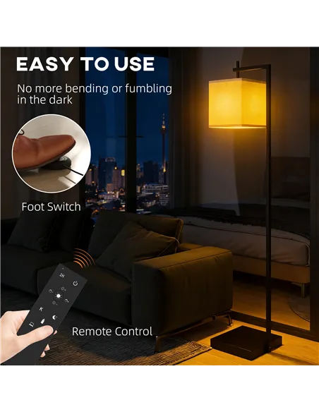 HOMCOM Floor Lamp for Living Room, 66" Modern Tall Standing Lamp with Adjustable Colour Temperatures & 10 Brightness Levels, Rem