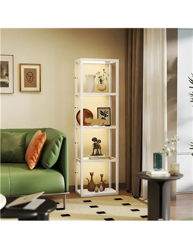 HOMCOM Four-Shelf Floor Lamp - Bleached Oak