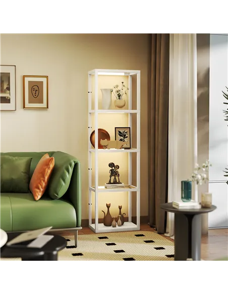 HOMCOM Four-Shelf Floor Lamp - Bleached Oak