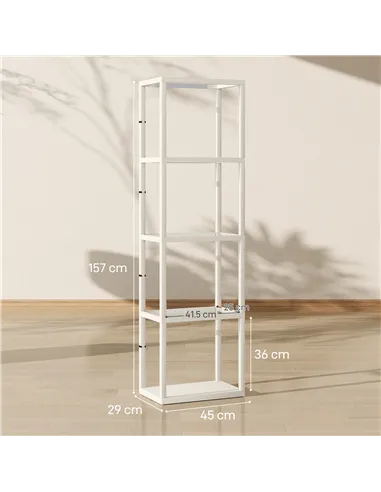 HOMCOM Four-Shelf Floor Lamp - Bleached Oak
