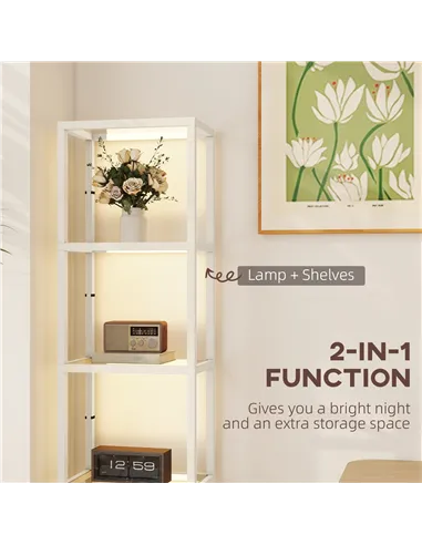 HOMCOM Four-Shelf Floor Lamp - Bleached Oak