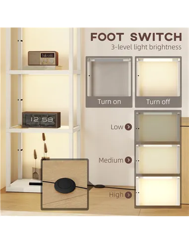 HOMCOM Four-Shelf Floor Lamp - Bleached Oak